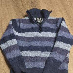 Jos. A. Bank Blue and Gray Boys 1/4 Zip-Up Sweater 100% Merino Wool